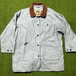 LL Bean Coat Womens 2X Barn Chore Work Jacket Corduroy Collar Light Blue